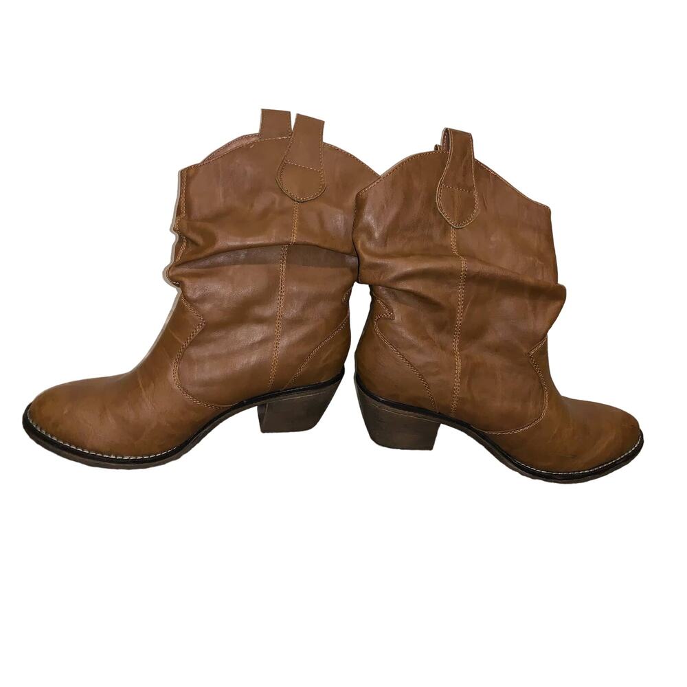 Xappeal Brooks Brown Western Mid Calf Cowgirl Block Heel Boots Size 8